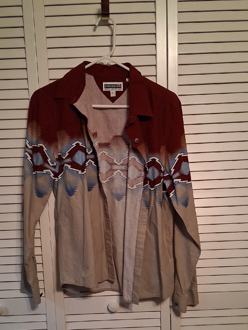 Panhandle Slim Rust and Beige Southwestern Button-Up Shirt